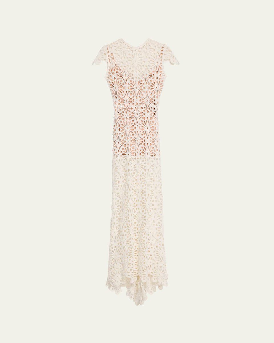 Marley Cap-Sleeve Crochet Maxi Dress